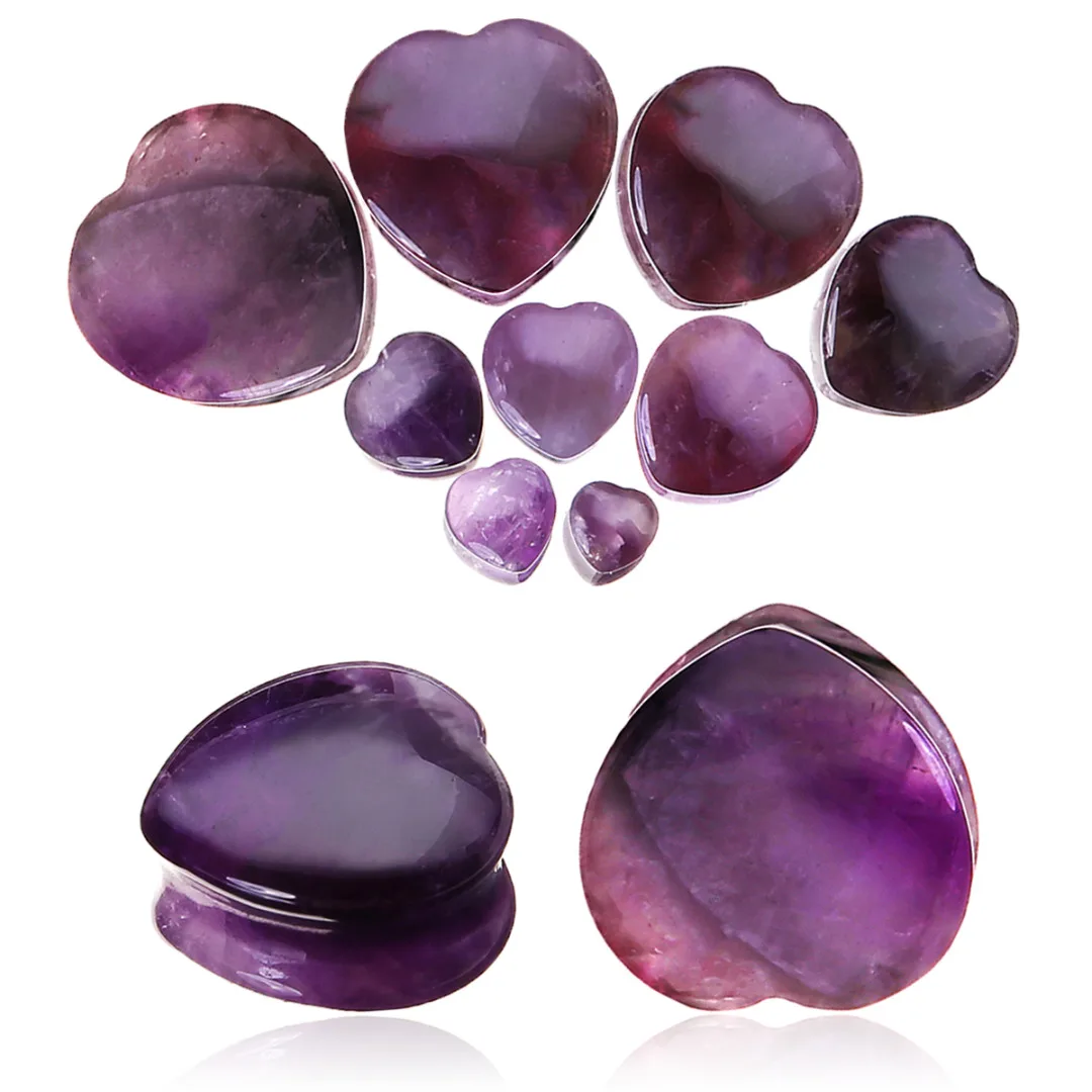 1 Pair Shellhard Heart Shaped Stone Ear Plug Fashion Flesh Tunnel Ear Expander Stretcher For Women Femme Jewelry
