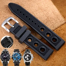 TJP Silicone Rubber Waterproof Watch Strap 22mm 24mm Black Watchbands Bracelet For navitimer/avenger/Breitling Wristband