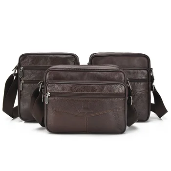 Genuine Cowhide Leather Shoulder Bag Small Zipper Messenger Bags Men Travel Crossbody Bag Handbags New Fashion Men Bag Flap 2018 rivet genuine leather women s small messenger bag mini flap bag first layer cowhide one shoulder cross body quality bag