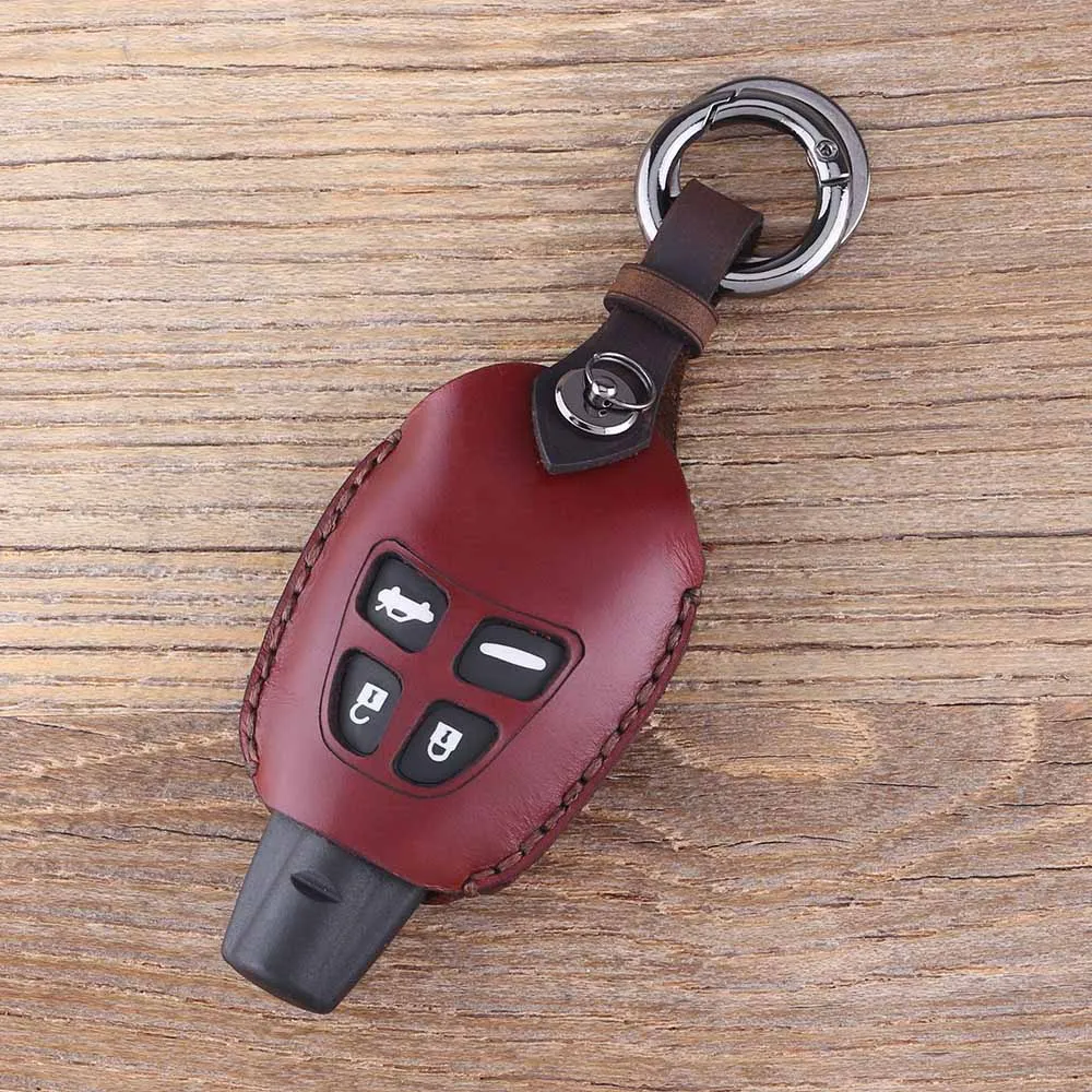 Кожаный чехол для ключей от KEYYOU, автомобильный стиль, 4 кнопки, брелок для ключей, чехол для SAAB 9-3 93 2003-2009, брелок для ключей от автомобиля - Название цвета: Color one