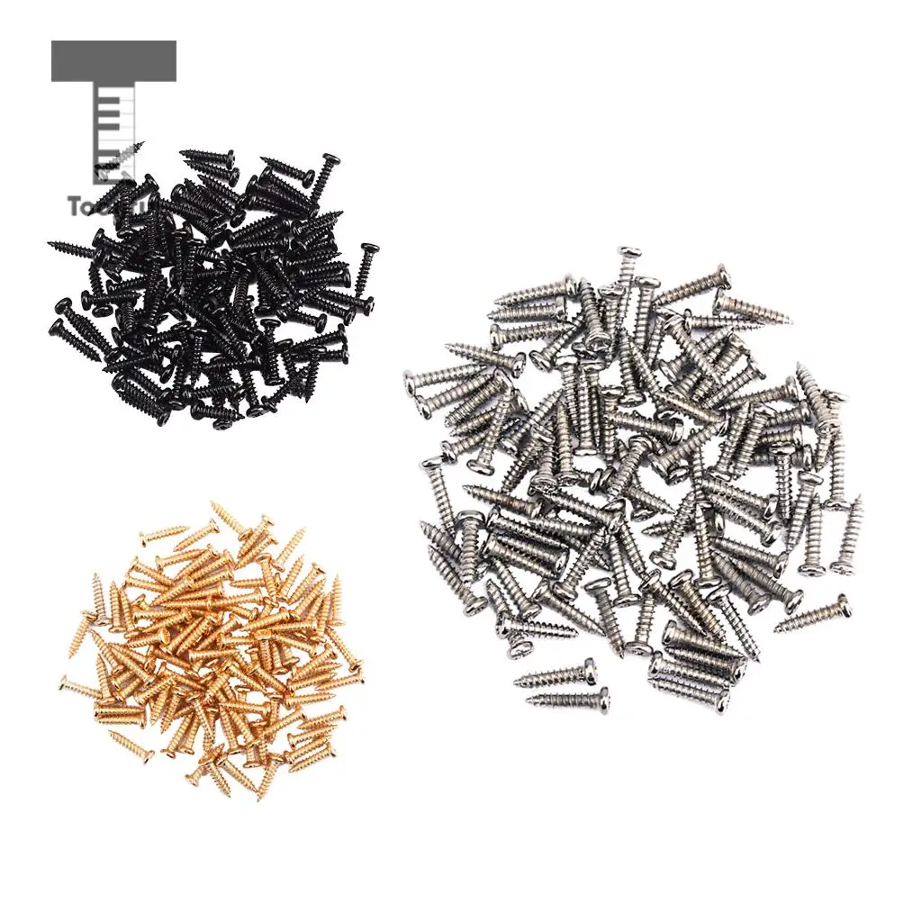 Tooyful 100 Pieces Iron Tuning Peg Tuner Mounting Screws for Guitar Bass Ukulele Mandolin Universal Parts 11 x 2.2mm