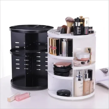 

360 Degree Rotating Makeup Organizer Lipstick Cosmetic Nail Polish Rack 3 Layer Make Up Brush Shelf Storage holder Home storage