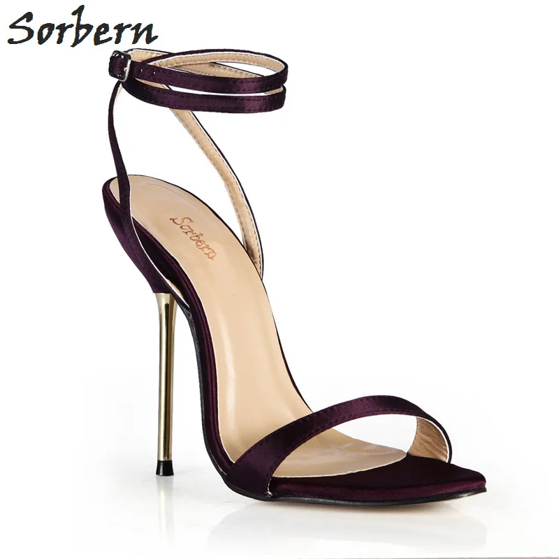 

Sorbern Sexy Grape Silk High Heels Sandals Women Hot Summer Shoes Ladies Size 35-43 Stilettos Ol Shoes Custom Color