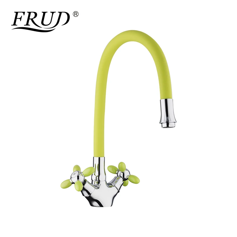 

FRUD Green Kitchen Faucet Silica Gel Cold and Hot Water Mixer 360 Degree Rotation Dual Handle Tap torneira cozinha R44127-6