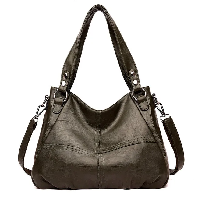 Женские кожаные сумки на плечо, дизайнерские сумки из овечьей кожи высокого качества, женские повседневные сумки через плечо, женские сумки, большие сумки - Цвет: Green