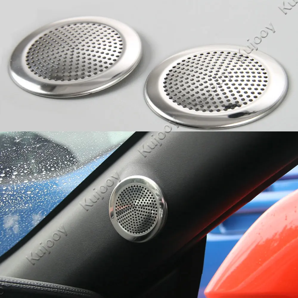 Stainless Steel A Pillar Door Audio Stereo Speaker Mesh Cover Trim Decor Sticker Frame For Ford