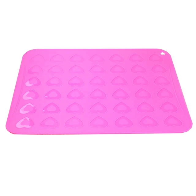 Best Price Silicone bakeware 42 Hearts Shape Macaroon Molds Muffin Oven Pad Baking Tray Liner Cake Pastry Macaron Mat waffle maker