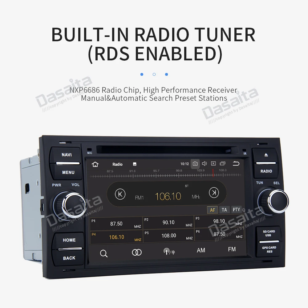 Cheap Dasaita 7" Android 8.0 2 Din DVD Player Car Multimedia for Ford Focus 2 Mondeo Kuga Fiesta 2003 2004 2005 2006 2007 Autoradio 10