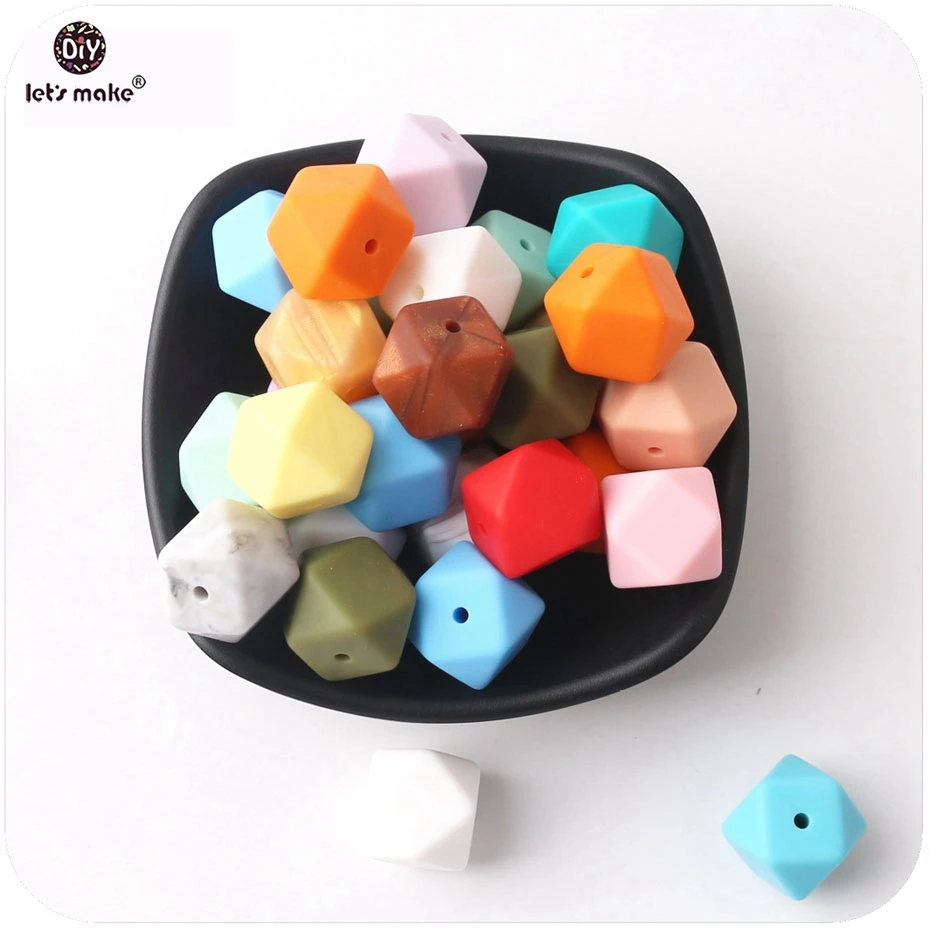 

Let's make 17mm 50pcs Silicone Teether Beads DIY Tiny Rod Beads Nursing Necklace Teether Octagonal Beads
