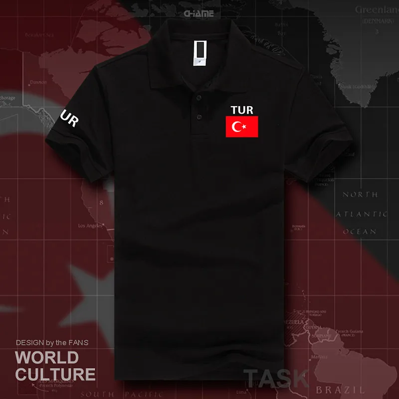 Турция Тур рубашки поло для мужчин короткий рукав белый брендов с принтом для страны хлопок нация команда Флаг турецк - Цвет: polo-black