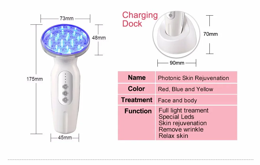 3 цвета IPL терапия светодиодным светом био прибор для фототерапии омоложения лица аппарат для ухода за телом для акне стрейч Марка шрам средство для подтяжки кожи