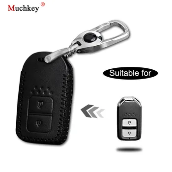 

Leather Remote Case Car Key Bag Cover for Honda 2 Buttons Smart Key Luxury Genuine Hand Sew Black Line 1PC Type A