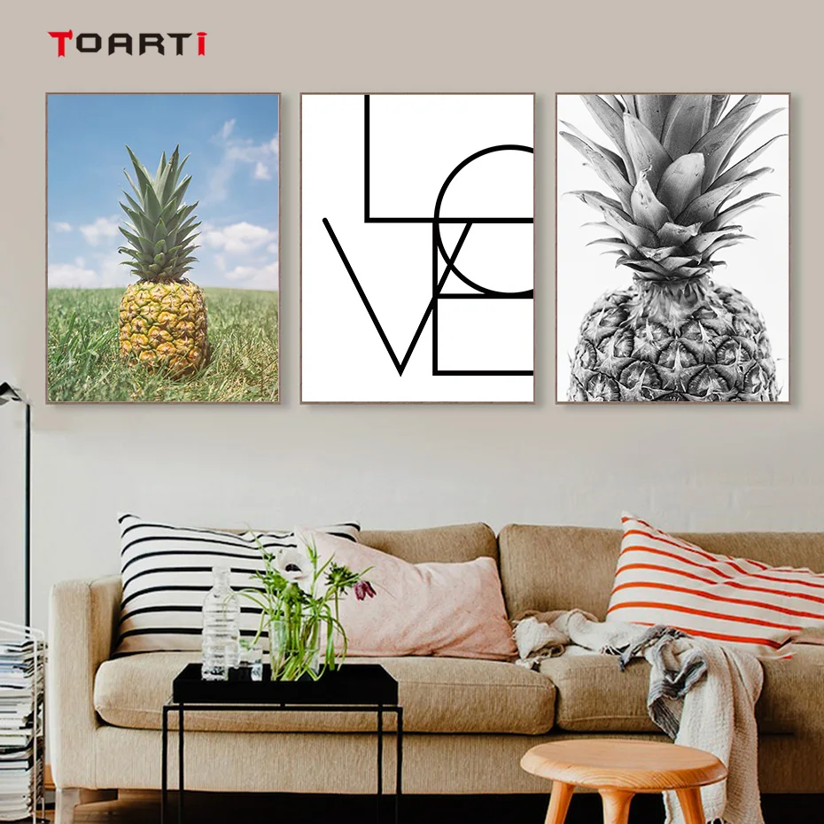 

Nordic Style Pineapple love quotes poster print picture modern black white wall art canvas painting for living room home decor