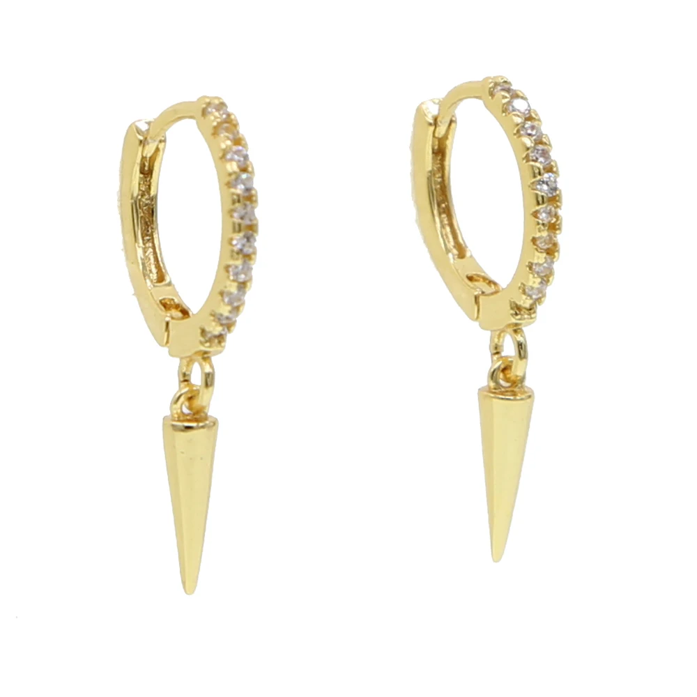 spring gold color plated Spike cz hoop earrings for women wedding Small Huggie earrings Tiny Minimal dainty hoops jewerly