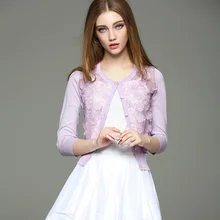 2016 New Summer Lace Patchwork Women Cardigan Sweaters Fashion European Floral Female Knitwear O-Neck Slim Knitted Sweater Mujer