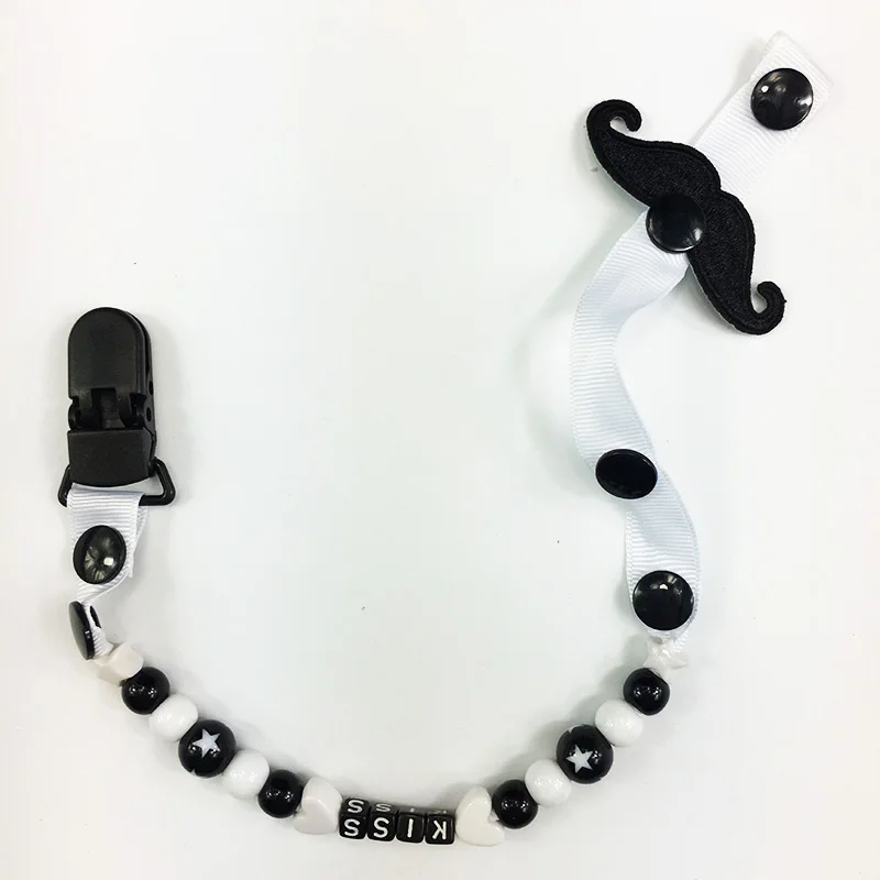 

Rosiky Baby Pacifier Clip Chain cute Boys Girls Pacifier Clips Dummy Moustache Pacifier Chain Clip Holder Baby Nipple Feeding