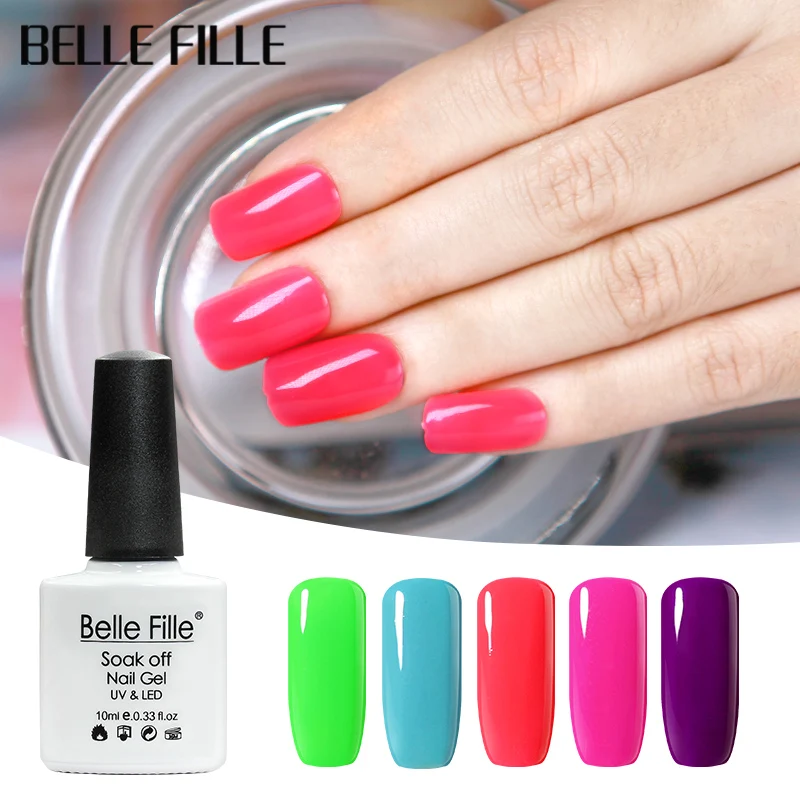 Belle Fille гель лак для ногтей маникюрный Soak Off неоновый UV Gel Nail Art Полупостоянный 10
