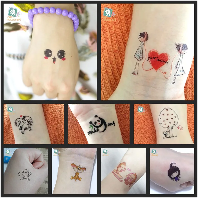 064 30 De Réduction24 Dessins De Tatouage Enfants Temporaires Imperméables Dessin Animé Mignon Hellokitty Singe Chat Doraemon Autocollants De