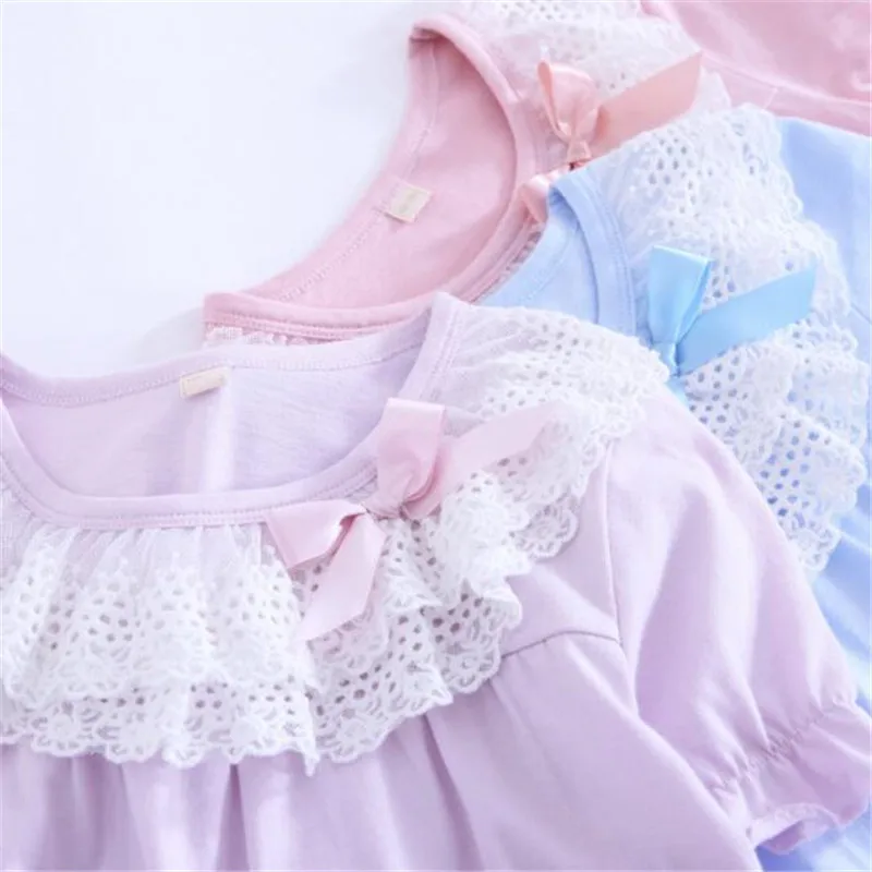 110 до 170 см хлопок Девочки ночные рубашки весна осень Ночная рубашка детская одежда для сна принцесса Дети Девочка Ночная рубашка Кружева пижамы одежда