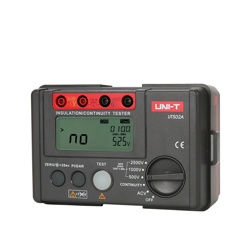 Resistência de Isolamento v de Alta Uni-t Megôhmetro Digital Tester 2500 Tensão – Sobrecarga Indicador Lcd Backlight Ut502a