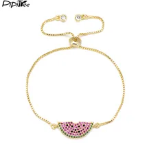 Pipitree Рождество фруктовая серия красочные CZ арбуз шарм браслеты для женщин девочек Регулируемая цепочка-браслет кристалл ювелирные изделия