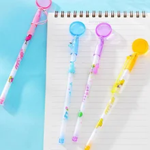 Портативный 20 шт./лот, новинка, мультяшное увеличительное стекло, шариковая ручка в форме цветка, милые ручки для письма, канцелярские принадлежности, Офисная ручка