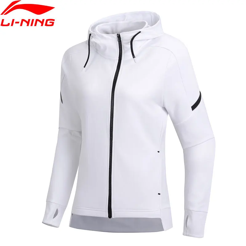 

Li-Ning Women Training Hoodie Zipper 100% Polyester Regular Fit 3D Fitting Comfort Jacket LiNing Sports Hoodies AWDN888 COND18