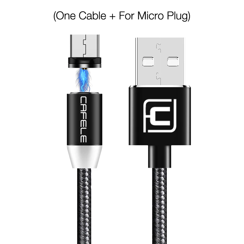 CAFELE Магнитный usb-кабель для iPhone, кабель USB type-C, микро Магнитный зарядный кабель для samsung S10 S9 Plus, huawei, Xiaomi - Тип штекера: Black Micro