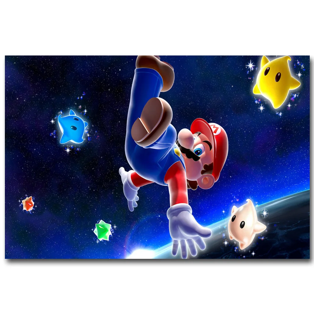 Super Mario Galaxy Art Silk Fabric Poster Print 13x20 24x36 inch Vedio ...