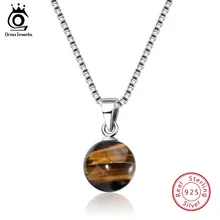 ORSA JEWELS Настоящее 925 пробы серебряные ожерелья и кулоны для женщин подвески из камня тигровый глаз Модные женские ювелирные изделия SN87-H