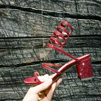

Bling Women Summer Sandals 2019 Sweet Solid High Heels Shoes Woman Zapatos De Mujer Party Shoes Fashion Style