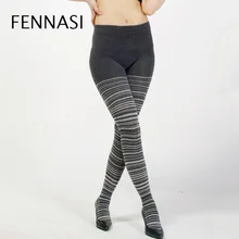 FENNASI зимние женские леггинсы с высокой талией размера плюс, полосатые хлопковые плотные теплые штаны, женские повседневные штаны с эффектом пуш-ап для женщин