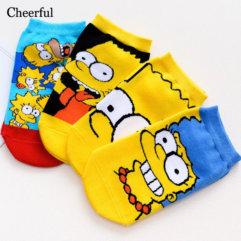 

2019 Women Man Lovely Funny Socks Little Yellow Men Simpson Socks Kawaii Fashion Comfortable Socks Shallow Mouth Socks