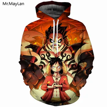 

3D Hoodies Anime Sweatshirts One Piece Luffy 3D Print Men Hip Hop Clothes 2019 New Unisex Pullovers Streetwear Top Plus Size 5XL