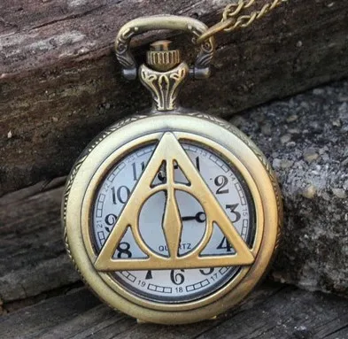 

Antique brass Harry potter the Deathly Hallows Medium size quartz pocket watch necklace women boy gift