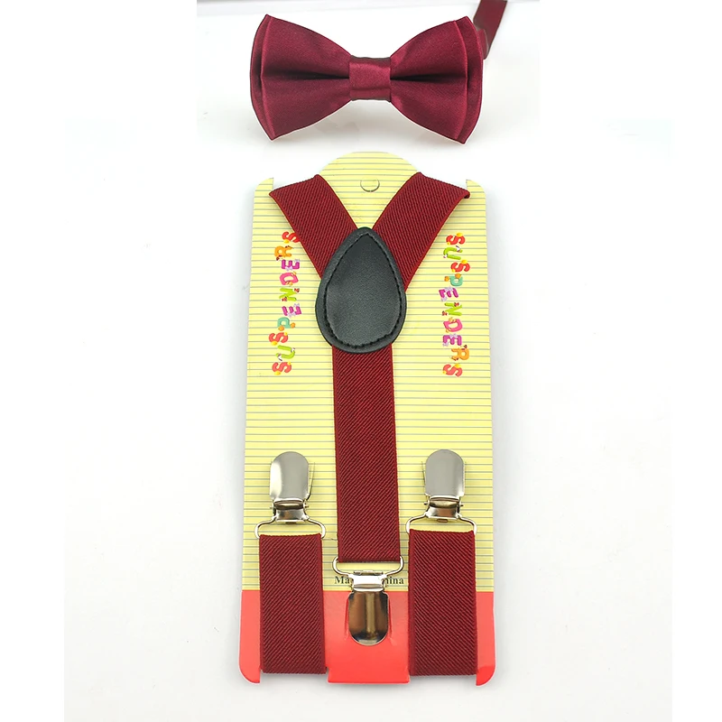 Burgundy Pattern Bow Tie /& Suspender Set Tuxedo Wedding Formal Men Accessories