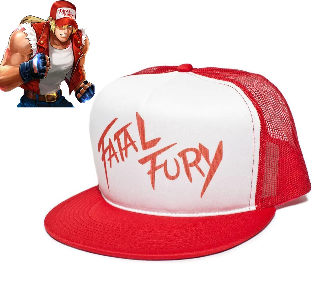 

Game Fatal Fury The King of Fighters Terry Bogard Cosplay Cap Red Adjustable Mesh Snapback Hat Accessories