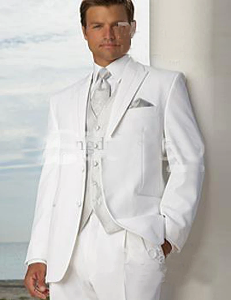 White Tuxedos 2019 Hot Sale Grey Silver Men's Wedding Suits Tuxedos For