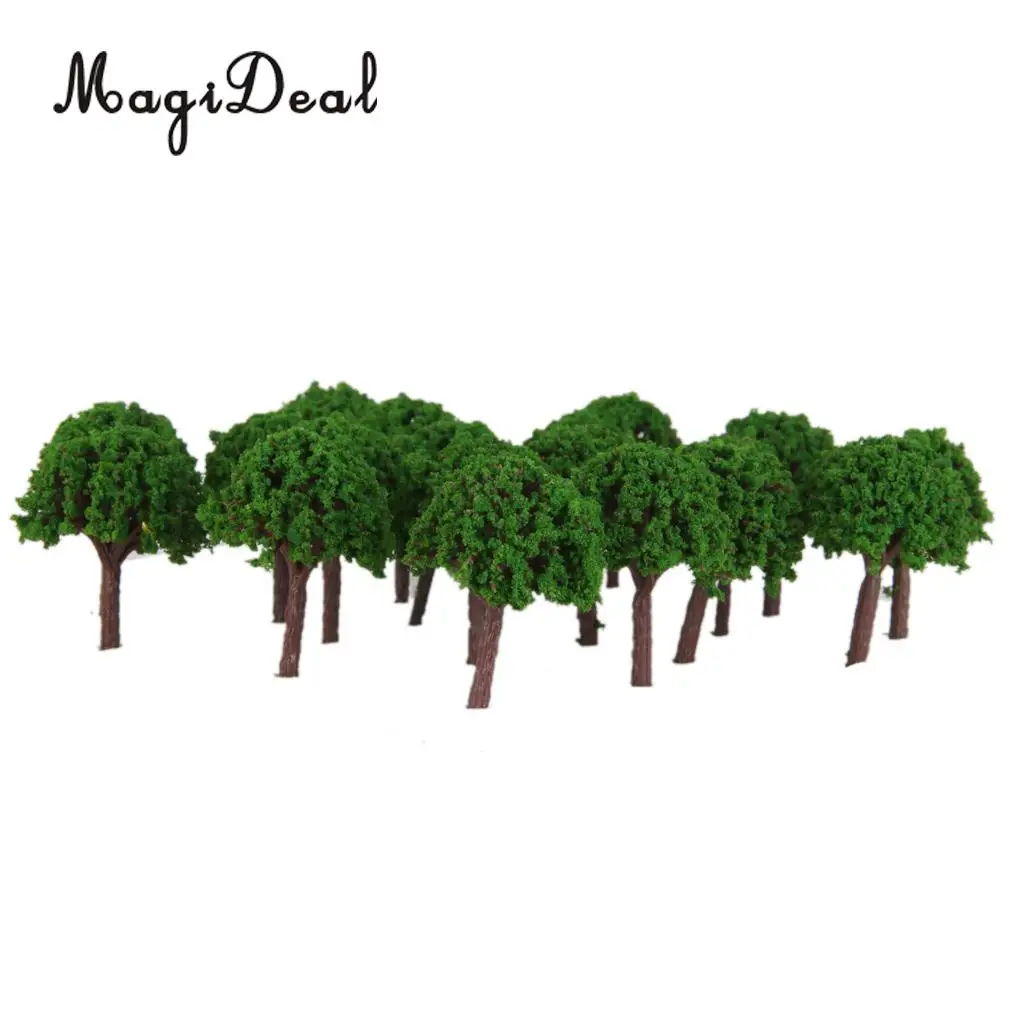 MagiDeal 50Pcs Plastic 3cm Scenery Landscape Train Model Trees Light Green for Street House Park Garden Layout Classroom Decor