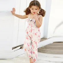 Летние комбинезоны для малышей; комбинезон для девочек без рукавов с цветочным принтом; свободный Детский комбинезон для девочек; комбинезон для девочек