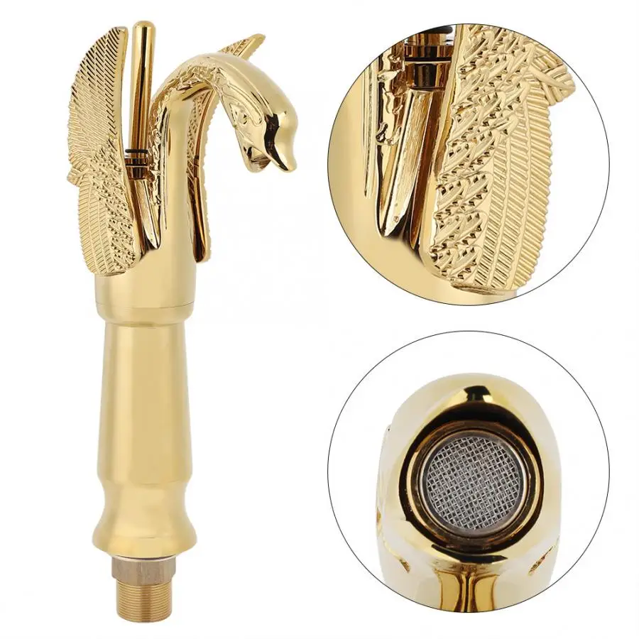 

G1/2'' Heightened Gold-plated Basin Faucet Above Counter Basin Faucet Hot And Cold Gravity Swan Style Rubber Pad