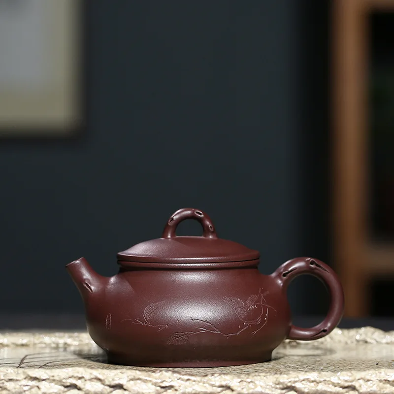 

230mL Yixing Zisha pot master full handmade famous original mine old purple clay tea pot Chinese Kung Fu teapot tea gift