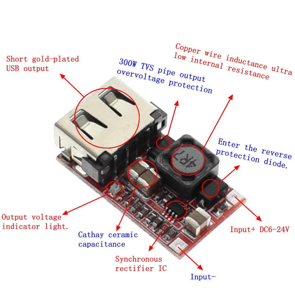TZT Fine 6-24 в 12 В/24 В до 5 В 3A автомобильный модуль зарядного устройства USB DC понижающий преобразователь 12 В 5 в модуль питания хороший