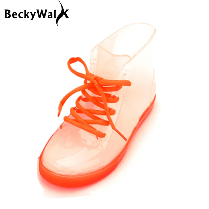 

Transparent Women Rainboots Fashion Candy Color Flat Ankle Ladies Rain Boots Waterproof Jelly Shoes Woman for Raining WSH2651