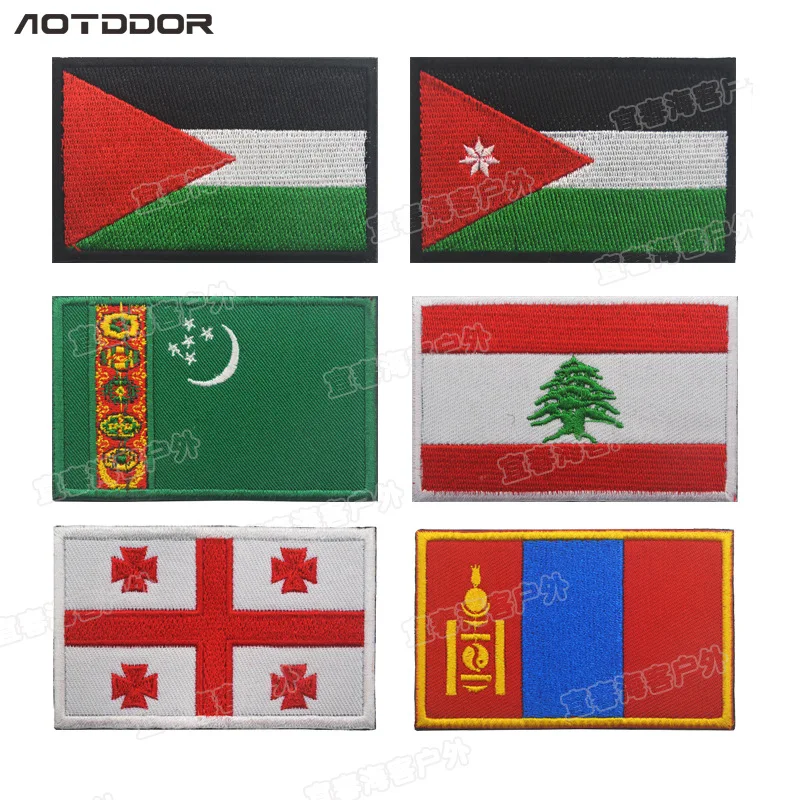 Нашивка с вышитым флагом вышитая нашивка в полоску Джорджии Jordan Lebanon Mongolia palestablian