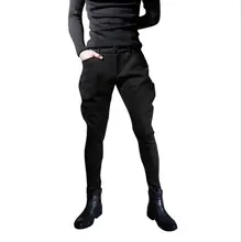 Шаровары Повседневные обтягивающие мужские брюки обтягивающие брюки универсальные плюс бархатные утепленные штаны для ног певцы сценические брюки костюм