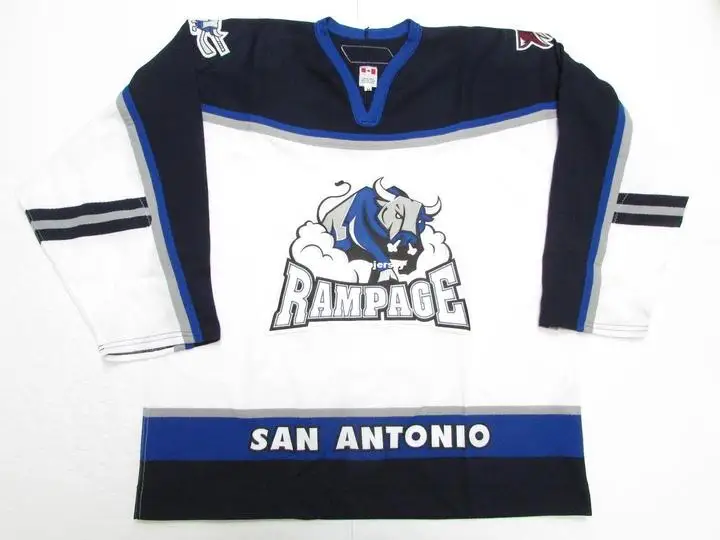 

San Antonio Rampage Team Issued Premier White Custom Double Stitched Jerseys