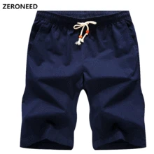 Мужские хлопковые шорты, лето,, дышащие мужские повседневные шорты, одноцветные, с эластичной резинкой на талии, модные короткие штаны, длина до колен, S-5XL 07