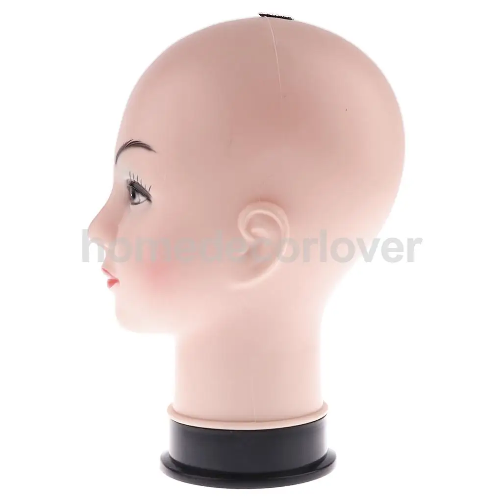 PVC Female Bald Mannequin Head Model Wig Making Hat Glasses Display Stand 