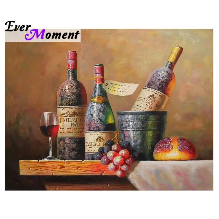5d diy алмазная живопись вино настенная живопись Стразы виноградный хлеб Алмазная вышивка для столовой классическое украшение ASF775